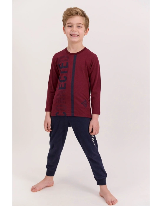 Bordo Erkek Çocuk Pijama Takımı Rp2542-c