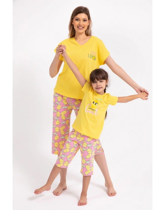 Cute Lemon Sarı Kadın Kapri Takım