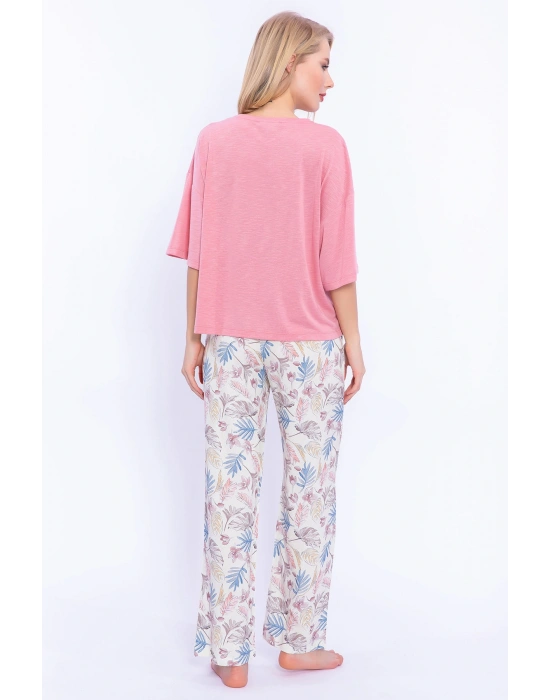 Never Lost Retro Pembe Bol Kesim Kadın Pijama Takımı