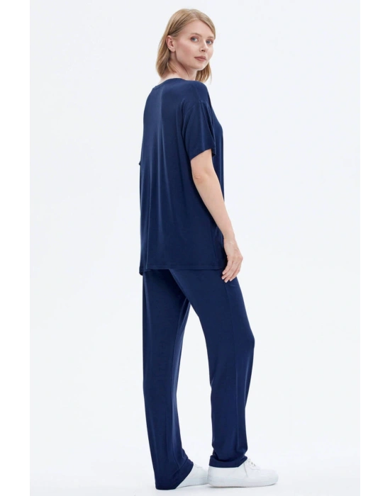 Nakış Detaylı Penye Takım - Lacivert