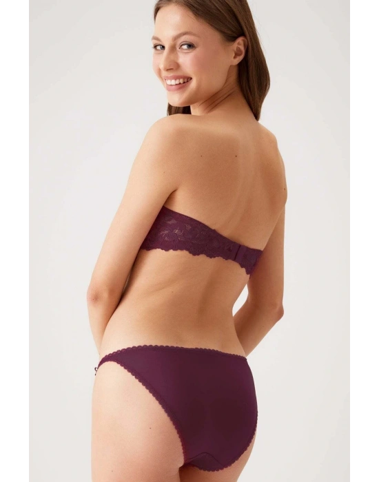 Mürdüm 4563 Pisa Destekli / Push - Up Dolgulu Straplez Dantelli Sütyen Takımı