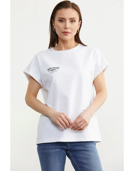 Oversize Kısa Kollu Tshirt - Beyaz