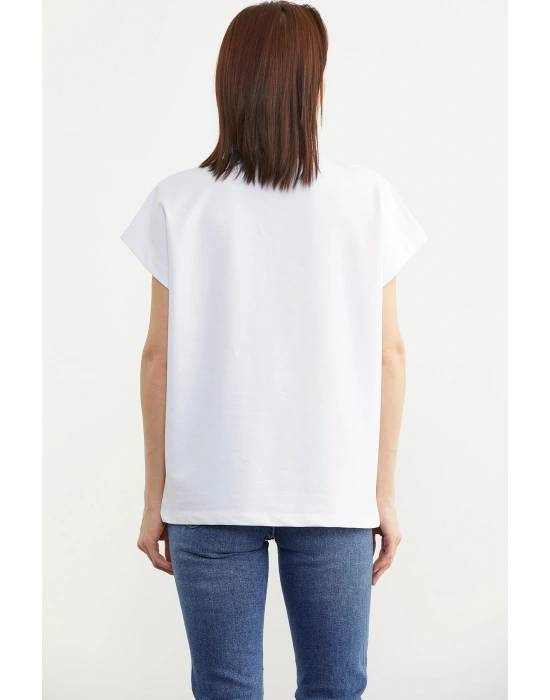 Oversize Kısa Kollu Tshirt - Beyaz
