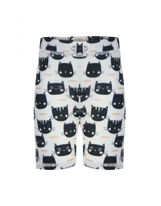 Kedi Desenli Tişört Şort Ikili Takım Mayo