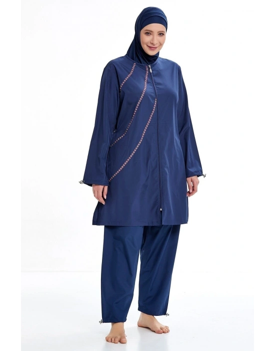 Büyük Beden Tam Kapalı Paraşüt Tesettür Mayo 1316 Koyu Lacivert A1316-k.lac