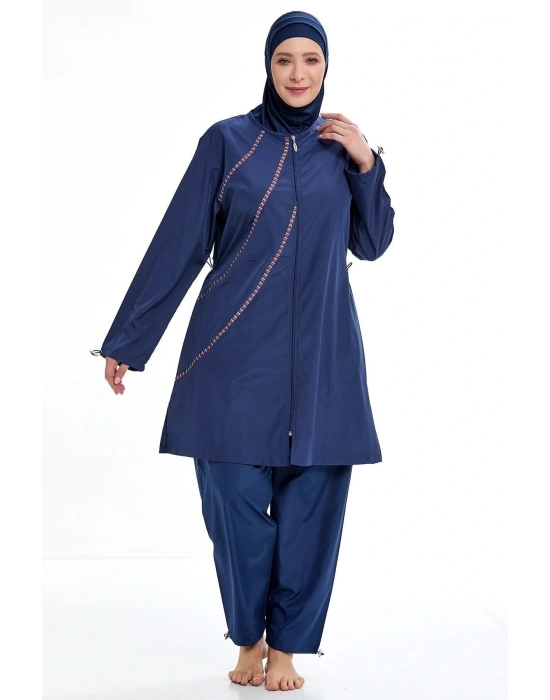Büyük Beden Tam Kapalı Paraşüt Tesettür Mayo 1316 Koyu Lacivert A1316-k.lac