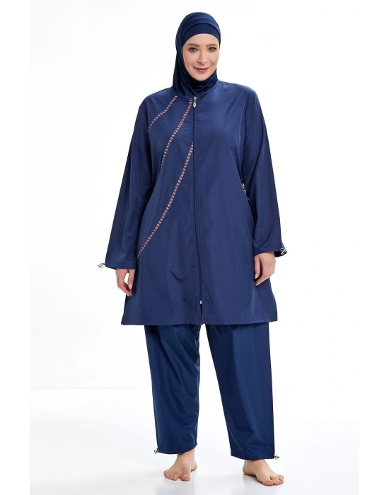 Büyük Beden Tam Kapalı Paraşüt Tesettür Mayo 1316 Koyu Lacivert A1316-k.lac