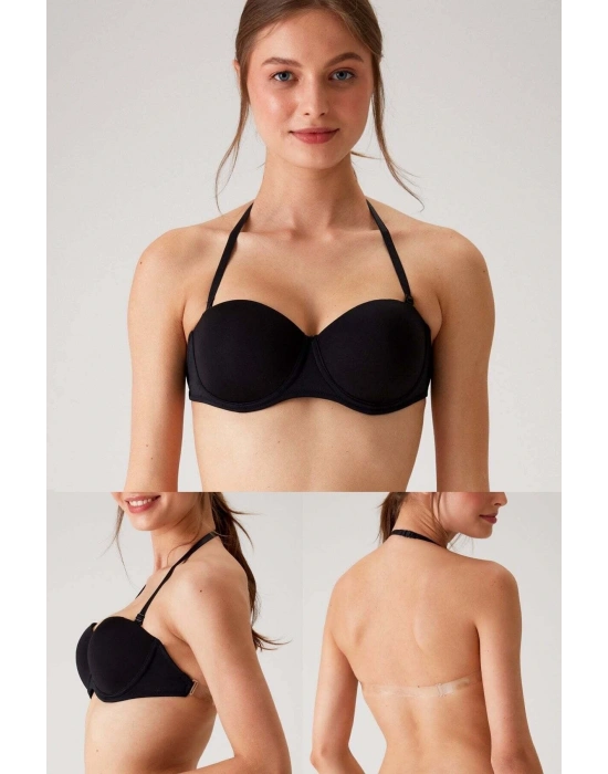 Kadın 6022 Siena Desteksiz Dolgusuz Straplez Multi Function Sütyen Siyah