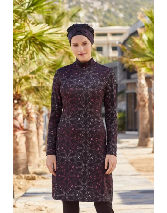 Kadın  Siyah Büyük Beden Lycralı Tesettür Mayo 0480