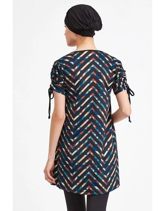 Kadın Yarı Kapalı Kısa Kol Siyah Tesettür Mayo 3410