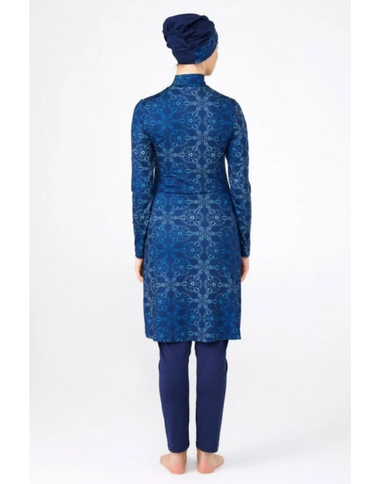 Kadın Lacivert Büyük Beden Lycralı Tesettür Mayo