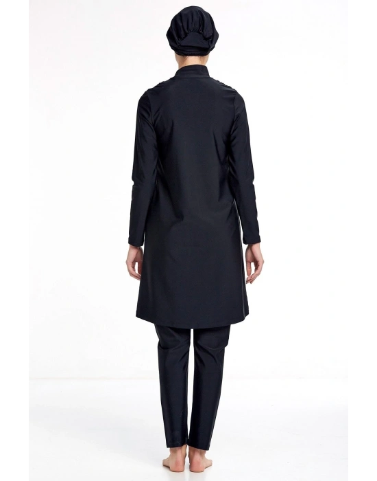 Özel Tasarım Tül Detaylı Hızlı Kuruyan Likralı Kumaş Tesettür Mayo 4341