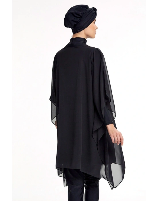 Siyah Pareo Tesettür Mayo Üzerine Tüllü 2022 Yeni Sezon