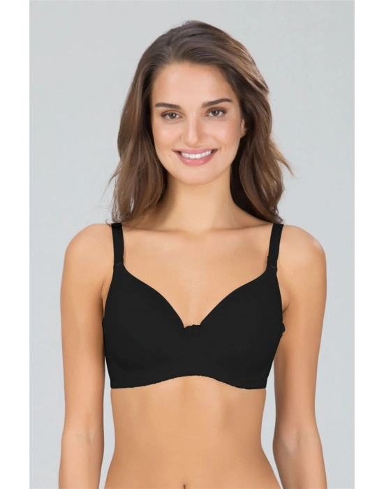 Kadın Siyah Desteksiz Yumuşak Kaplı Balenli Sütyen
