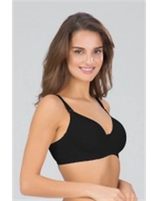 Kadın Siyah Desteksiz Yumuşak Kaplı Balenli Sütyen