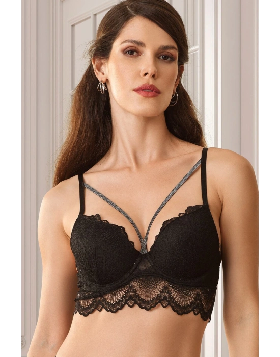 Kadın Siyah 4731 Balenli Destekli Yumuşak Kap Tek Sütyen