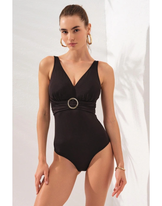 Stella V Yaka Tokalı Korseli Mayo Siyah 231133