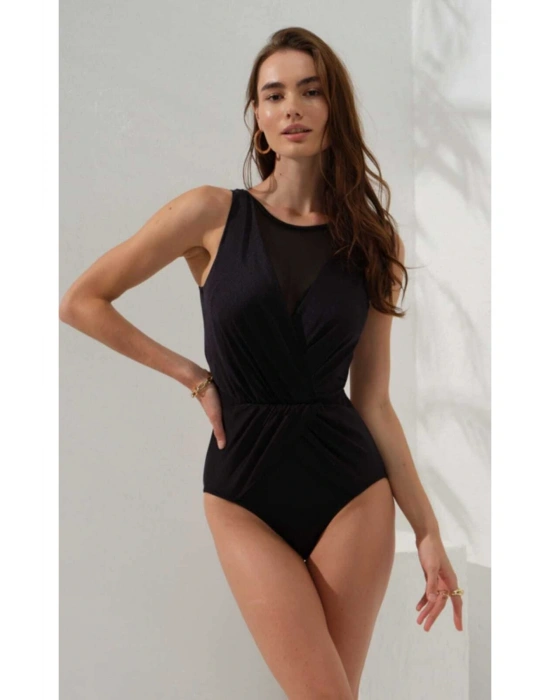 Boris Halter Yaka Tül Detaylı Drapeli Mayo