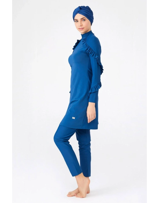 Arıcı Store Adesa 4104 Likralı Fırfırlı Model Açık Lacivert Tesettür Mayo