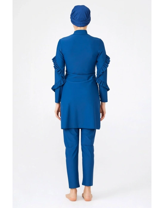 Arıcı Store Adesa 4104 Likralı Fırfırlı Model Açık Lacivert Tesettür Mayo