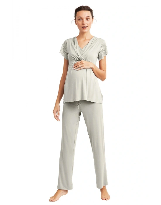 870 Hamile Pijama Takımı -lıght Green-