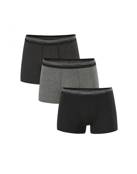 Erkek Siyah Gri Pamuk Elastan Kutulu 3lü