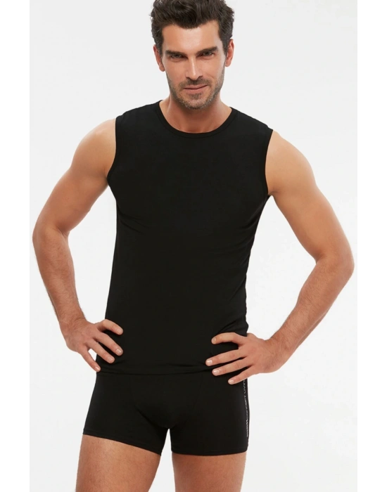 Erkek Siyah Penye Modal 0 Yaka Kolsuz Nick Atlet 2 Li