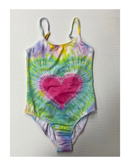 Batik Desenli Kalpli Kız Çocuk Mayo