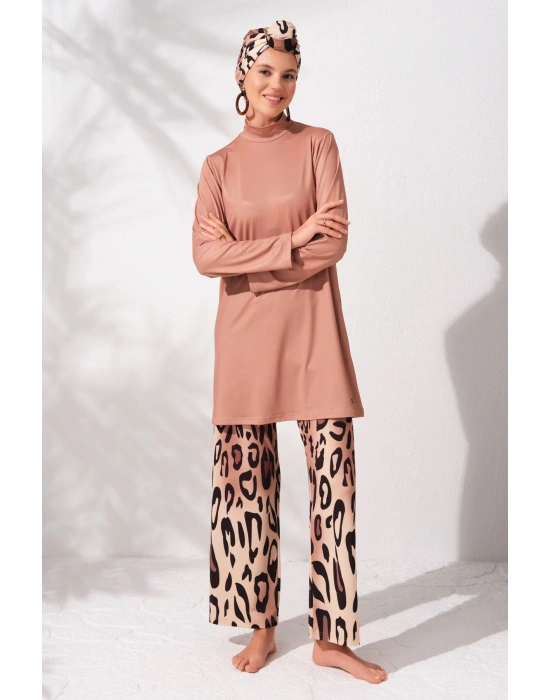 Uzunkollu Tesettür Mayo Desenli 231908