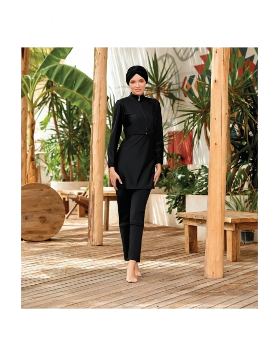 Elvira Yarı Ve Tam Kapalı Tesettür Mayo Set 4453-23 Siyah