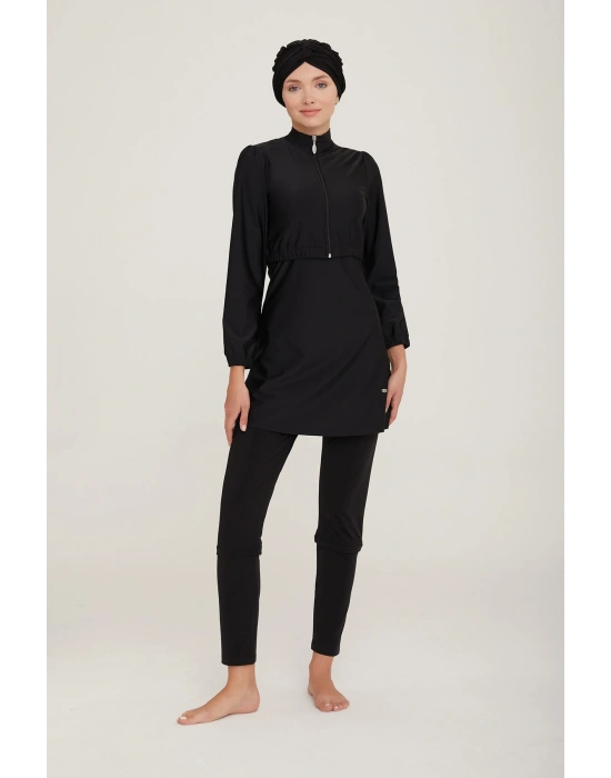 Elvira Yarı Ve Tam Kapalı Tesettür Mayo Set 4453-23 Siyah