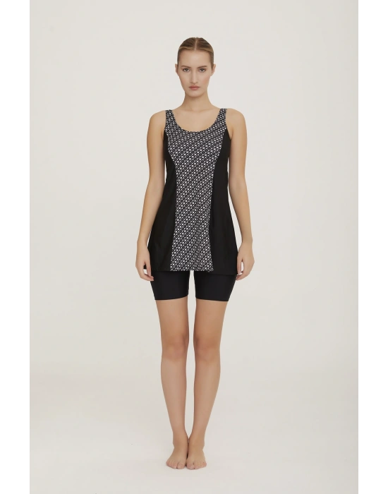 Kalın Askılı Taytlı Su Tutmayan Kumaş Kadın Taytlı Mayo 3602