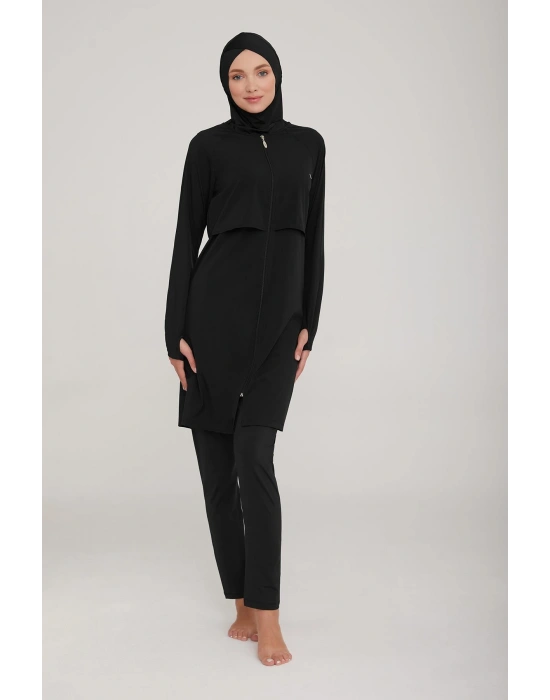 Tam Kapalı Siyah Tesettür Mayo 4371