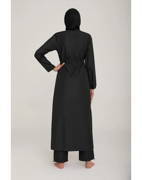 Hızlı Kuruyan Paraşüt Kumaş Beli Ayarlı Uzun Tesettür Mayo 1267