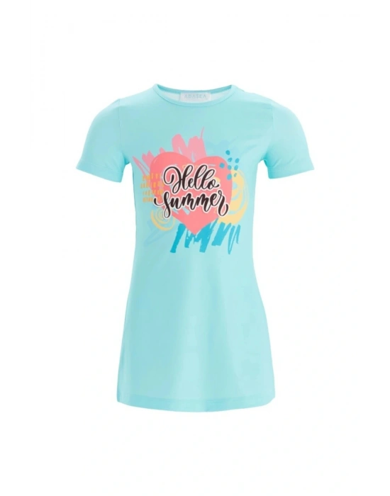 Baskılı Kız Çocuk Yarım Tesettür Mayo 5913