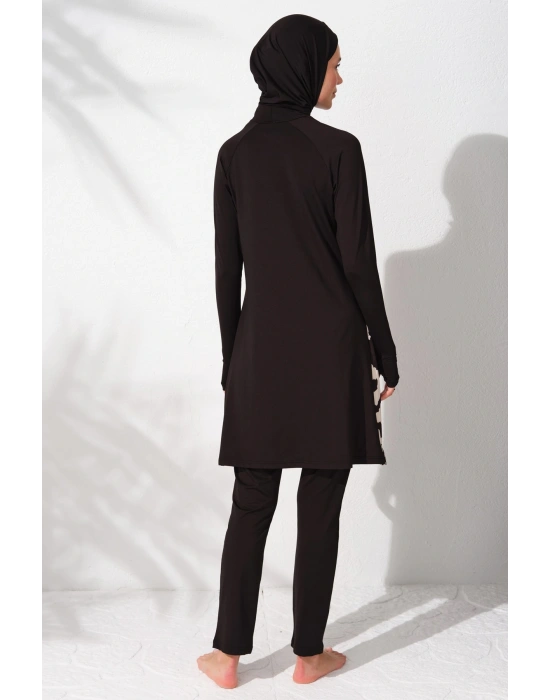 Uzun Kollu Desenli Tesettür Mayo PC231918