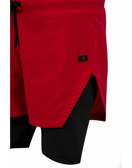 Kadın Kırmızı Taytlı Deniz ve Spor Şort