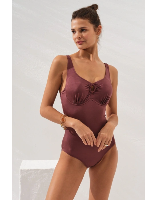 Riva Balenli Büyük Beden Mayo Toffee 231129