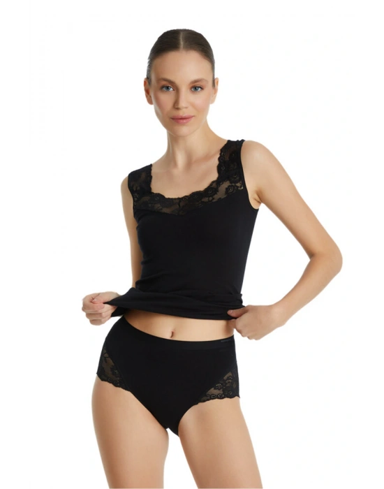 Kadın Dantelli Slip Külot 1333 - Siyah