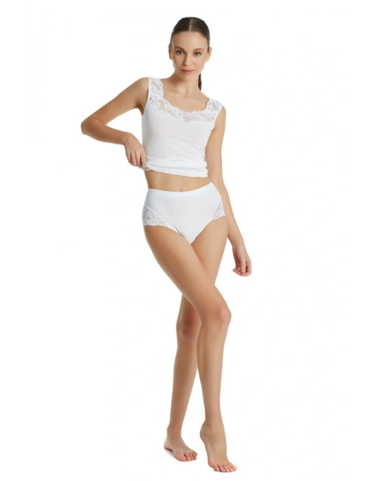 Kadın Dantelli Slip Külot 1333 - Beyaz
