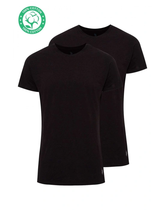 Erkek Siyah 2 Li Yuvarlak Yaka Atlet 80196