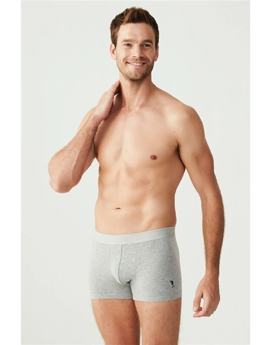 Erkek 3lü Gri Melanj Pamuklu Modal Boxer