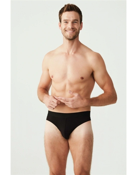 Pamuklu Erkek Siyah Melanj 3 Lü Slip Külot