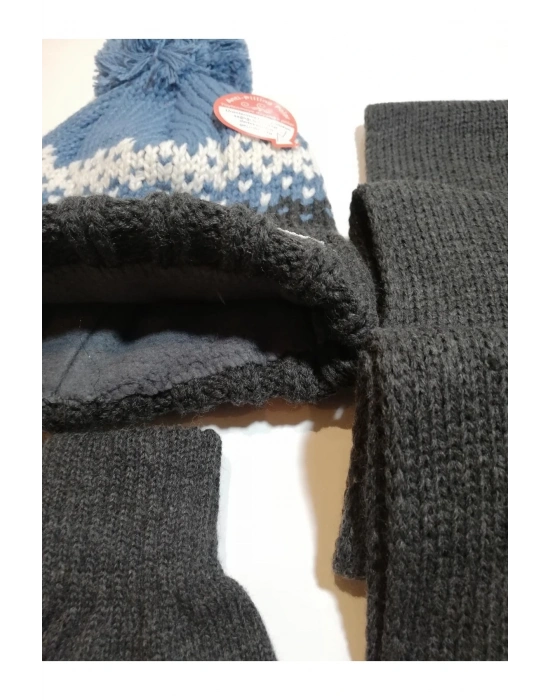 Erkek Garson Atkı Bere Eldiven Üçlü Takım K22180-14-002 9-15 Yaş