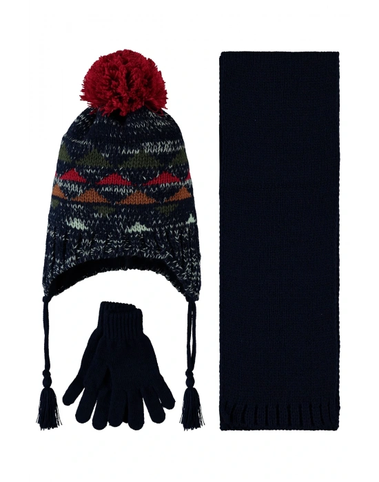 Atkı Bere Eldiven (4-8 Yaş) K22170-16 Lacivert