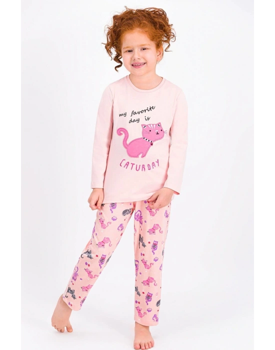 Somon Caturday Kız Çocuk Pijama Takımı