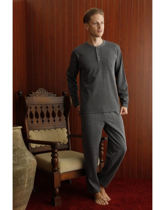Kly Battal Midi Yaka Pijama Takım-7430-antrasit