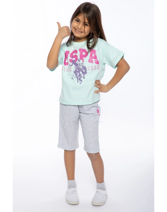 Nil Yeşili Kız Çocuk Kapri Takımı