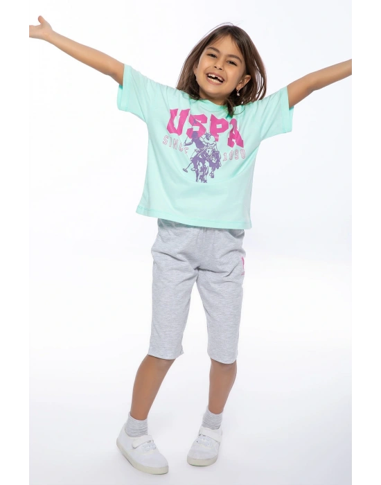 Nil Yeşili Kız Çocuk Kapri Takımı