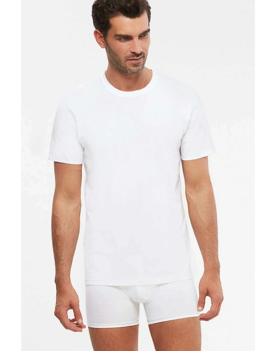 Beyaz James Bisiklet Yaka Basic Erkek Tshirt 2 Li Paket